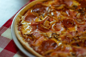 Pizza on a restaurant table