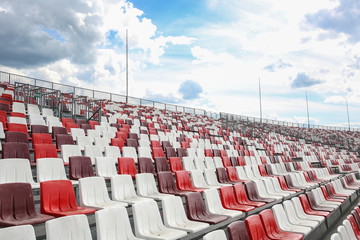 Fototapeta premium empty tribune on the race track in the open