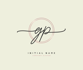 G P GP Beauty vector initial logo, handwriting logo of initial signature, wedding, fashion, jewerly, boutique, floral and botanical with creative template for any company or business.