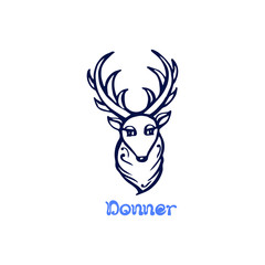 Hand drawn Christmas deer Donner