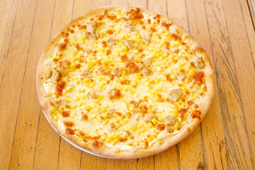 Pizza on a restaurant table