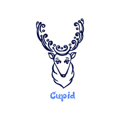 Hand drawn Christmas deer Cupid