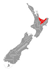 Bay of Plenty red highlighted in map of New Zealand