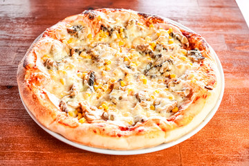 Pizza on a restaurant table