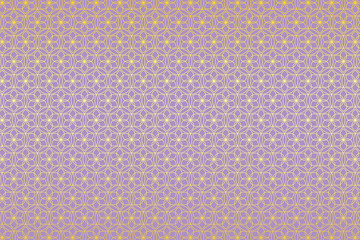 和柄 一重円 金色の花 藤色