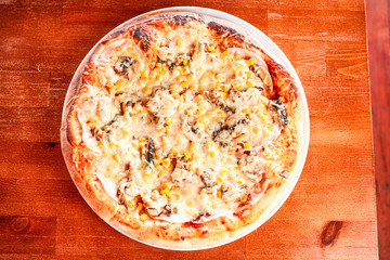 Pizza on a restaurant table