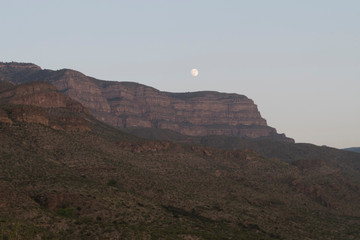 Moon rise over the Sacramento Mountains.