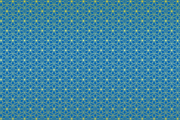 和柄 一重円 金色の花 空色