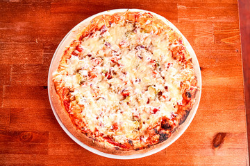Pizza on a restaurant table