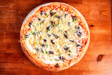 Pizza on a restaurant table
