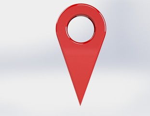 Red 3D map pointer, symbol, position isolated on white background - illustration