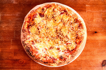 Pizza on a restaurant table
