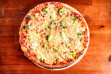 Pizza on a restaurant table