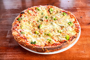 Pizza on a restaurant table