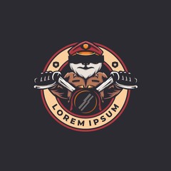 beard police motorcycle badge logo