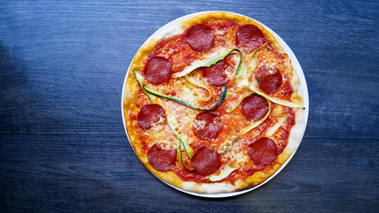 Pizza on a restaurant table