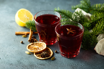 Homemade mulled wine with spices
