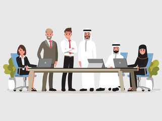 Business People Having Board Meeting,.Business concept cartoon illustration