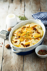 Homemade potato gratin with cream