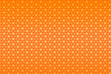 和柄 輪違い麻の葉 花 柿色