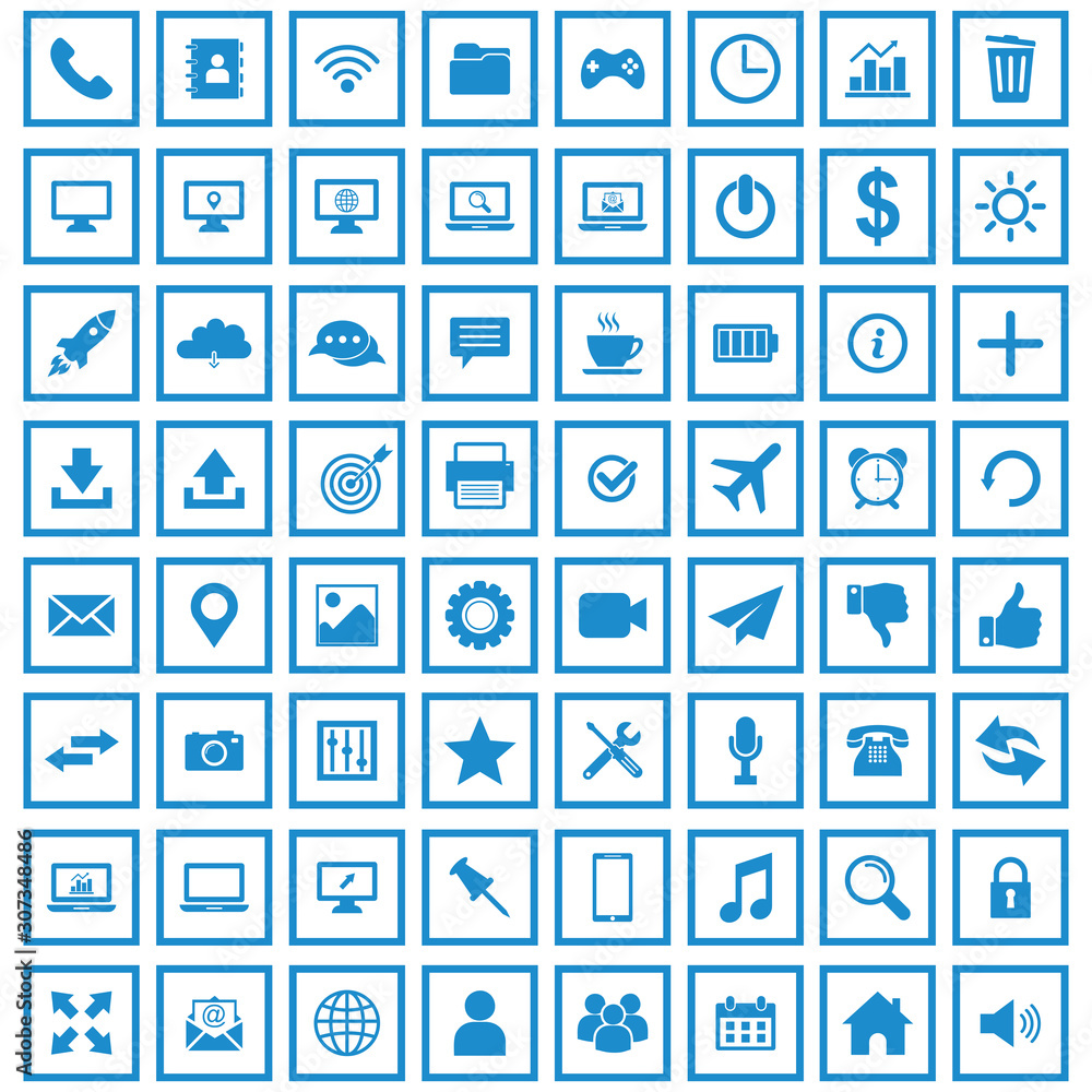 Poster website icon set vector design symbol