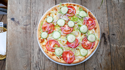Pizza on a restaurant table