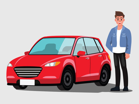 The man is going to travel by car,Vector illustration cartoon character flat style.