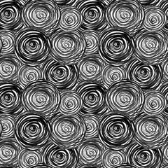 Seamless pattern with hand-drawn black circles on a white background. Monochrome artistic texture for wallpaper, wrapping paper, fabric design, web design