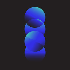 Abstract round shapes with gradients on a dark background in a minimal style