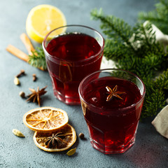 Homemade mulled wine with spices