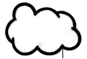 graffiti cloud shape sprayed in black over white © johnjohnson