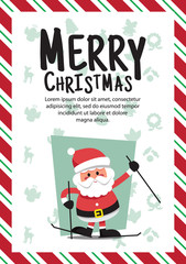 Santa Clauses for christmas,character Mary Christmas and Happy New Year,Greeting card 