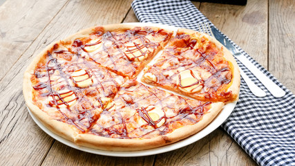 Pizza on a restaurant table