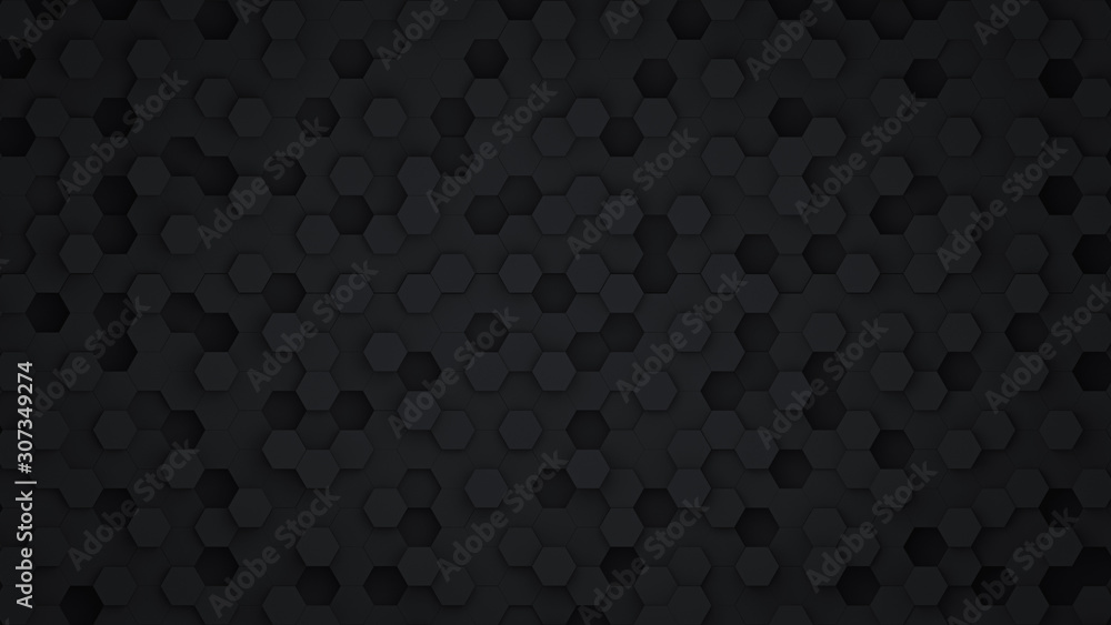 Leinwandbilder black hexagon abstract background with futuristic pattern digital technology or honeycomb style. dar