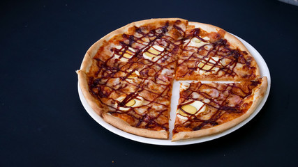 Pizza on a restaurant table