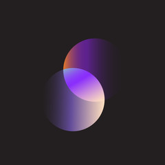 Abstract round shapes with gradients on a dark background in a minimal style