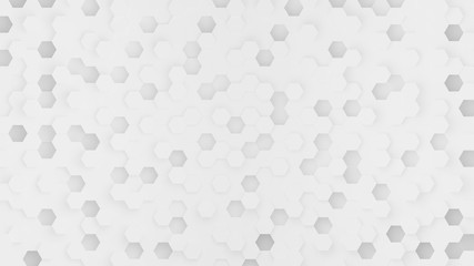 White hexagon abstract background with futuristic pattern digital technology or honeycomb style. Modern geometry Backdrop. 3D Rendering.