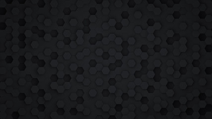 Black hexagon abstract background with futuristic pattern digital technology or honeycomb style....