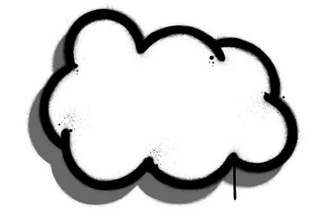 Deurstickers graffiti cloud with drop shadow sprayed in black over white © johnjohnson