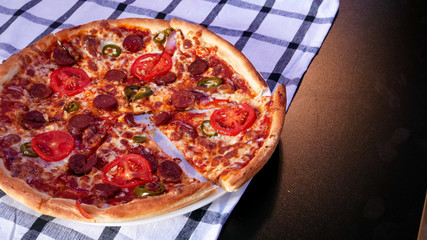 Pizza on a restaurant table
