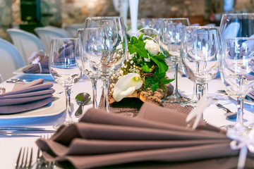 Background of set up table for party or special occasions, New year, wedding party or birthday party.  