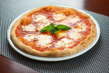 Pizza on a restaurant table
