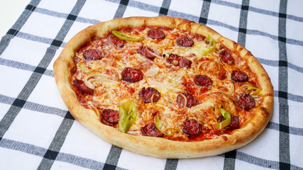 Pizza on a restaurant table