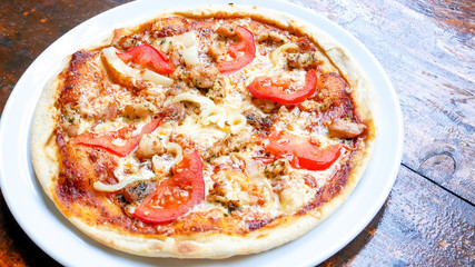 Pizza on a restaurant table