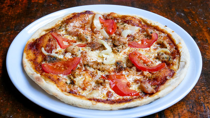 Pizza on a restaurant table