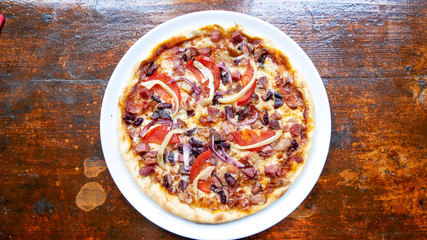 Pizza on a restaurant table