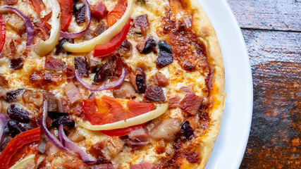 Pizza on a restaurant table