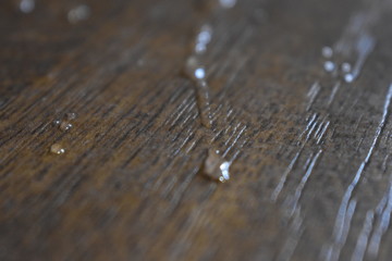 water droplet on wood