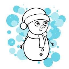  doodle sketch snowman. Simple, flat illustration 