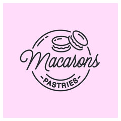 Macarons-logo. Rond lineair logo van macarons